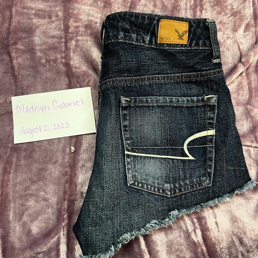 Dark wash American eagle jean shorts